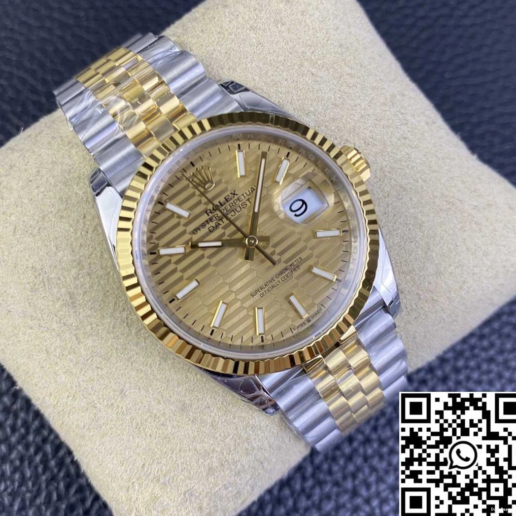Two Factory Tone Rolex Datejust 36MM Yellow Dial VS Hourmarker Diamond M126233 Motif 0208